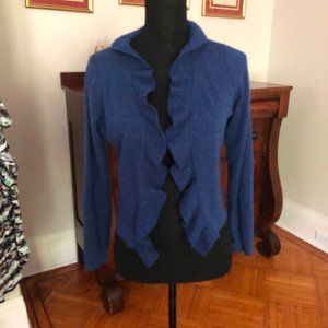 LXRI Cashmere Open Front Cardigan ruffle Cropped